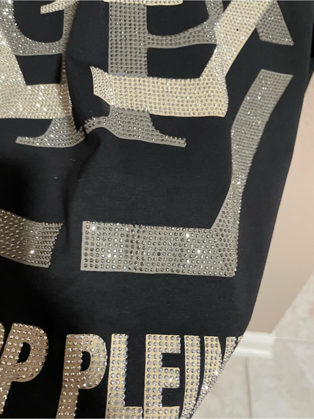 Philipp Plein Men’s Black Logo Crystal T-Shirt NEW - Picture 7 of 11